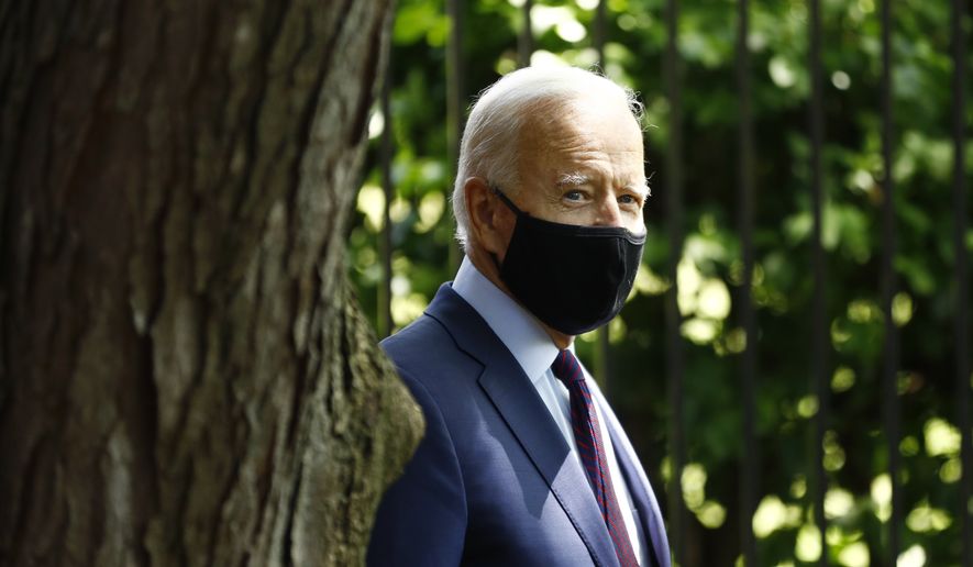 Democratic presidential candidate, former Vice President Joe Biden arrives to speak with families who have benefited from the Affordable Care Act, Thursday, June 25, 2020, in Lancaster, Pa. (AP Photo/Matt Slocum)