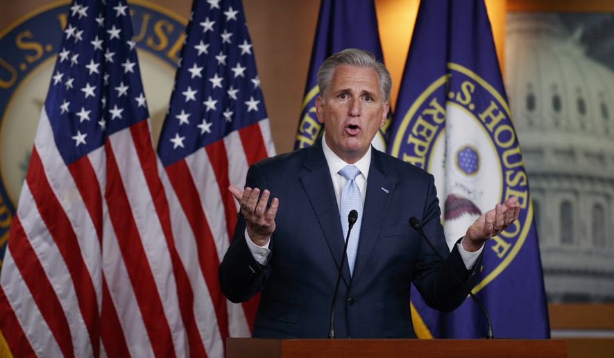 House Minority Leader Kevin McCarthy of Calif., speaks during a news conference on Capitol Hill in Washington, Thursday, June 25, 2020. (AP Photo/Carolyn Kaster) ** FILE **