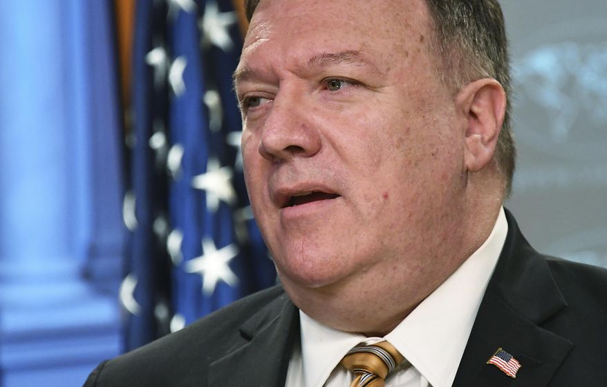 Secretary of State Mike Pompeo speaks during a press conference at the State Department, Wednesday, June 24, 2020 in Washington. (Mandel Ngan/Pool via AP)
