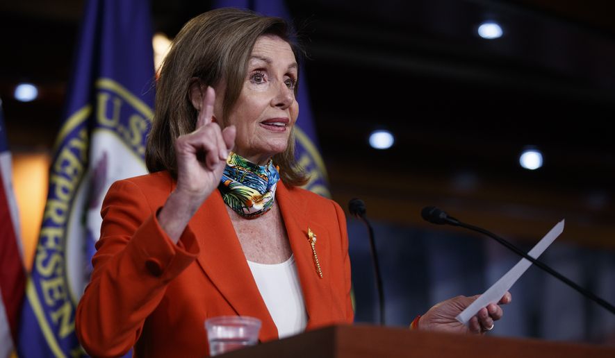 House Speaker Nancy Pelosi of Calif., speaks at a news conference on Capitol Hill in Washington, Friday, June 26, 2020. (AP Photo/Carolyn Kaster)