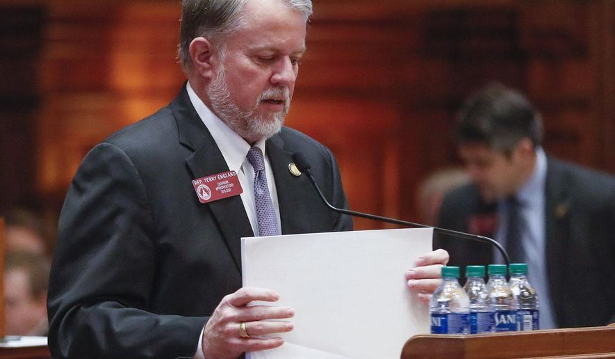 House appropriations chairman, Terry England, R - Auburn, presented HB 792, the supplemental budget for the rest of the fiscal year, which passed the house, Wednesday, February 19, 2020. (Bob Andres/Atlanta Journal-Constitution via AP)
