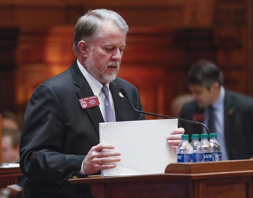 House appropriations chairman, Terry England, R - Auburn, presented HB 792, the supplemental budget for the rest of the fiscal year, which passed the house, Wednesday, February 19, 2020. (Bob Andres/Atlanta Journal-Constitution via AP)