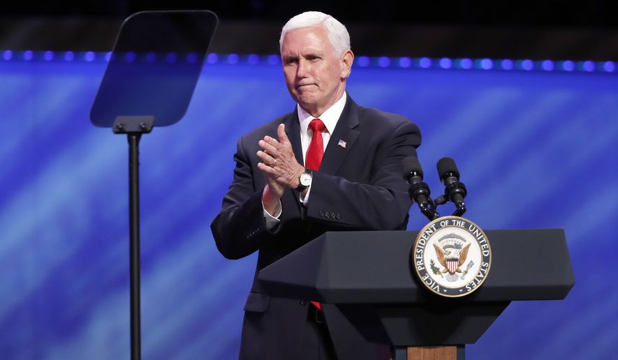 Vice President Mike Pence speaks at the Southern Baptist megachurch First Baptist Dallas during a Celebrate Freedom Rally in Dallas, Sunday, June 28, 2020. (AP Photo/Tony Gutierrez)