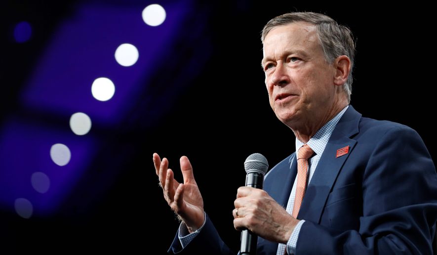 Former Colorado Gov. John Hickenlooper is running for Senate. However, he is facing calls to drop out of the primary against former Colorado House Speaker Andrew Romanoff. Mr. Hickenlooper made a series of racially insensitive remarks and photos emerged. (Associated Press)