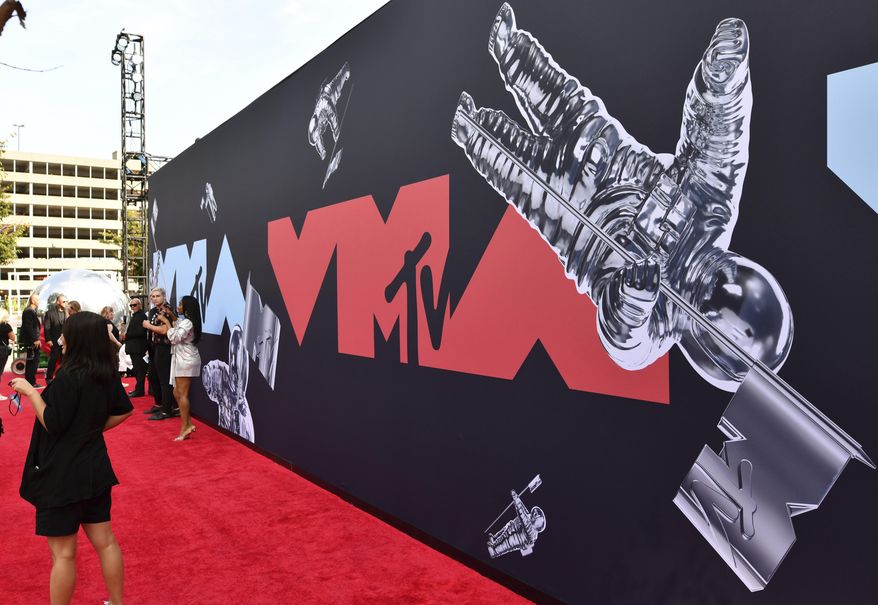 FILE - This Aug. 26, 2019 file photo shows a view of the red carpet at the MTV Video Music Awards in Newark, N.J. An MTV spokesperson said Monday that the show will take place Aug. 30 at the Barclays Center in Brooklyn, New York. (Photo by Charles Sykes/Invision/AP, File)