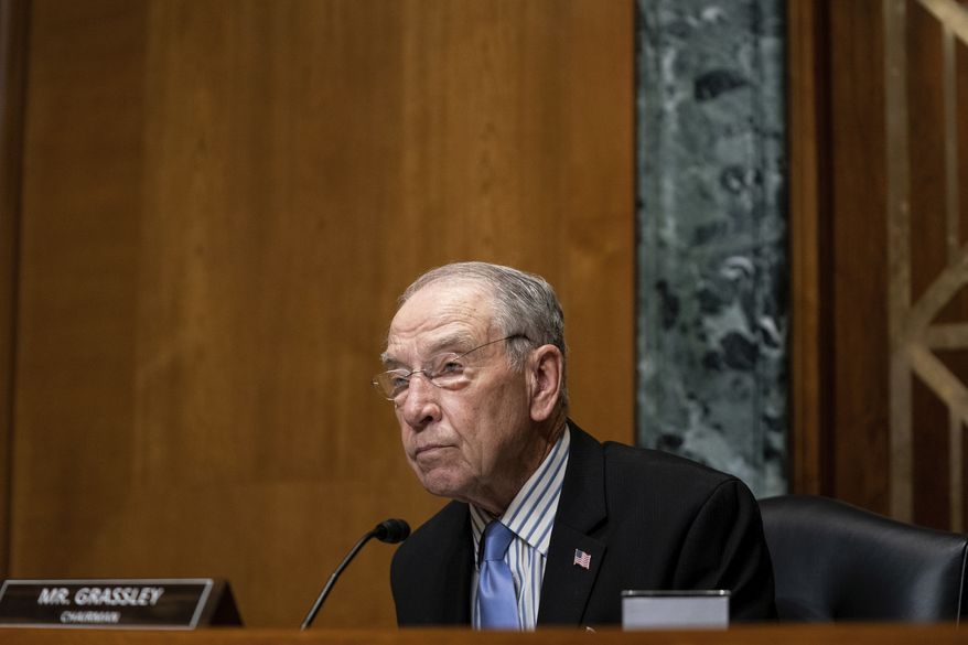 Senate Finance Committee Chairman Chuck Grassley, R-Iowa, speaks during a Senate Finance Committee hearing on Capitol Hill in Washington, Tuesday, June 30, 2020, on the 2020 filing season and COVID-19 recovery. (Anna Moneymaker/The New York Times via AP, Pool) **FILE**