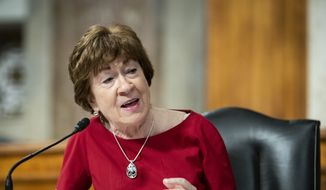 Sen. Susan Collins, R-Maine, speaks during a Senate Health, Education, Labor and Pensions Committee hearing on Capitol Hill in Washington, Tuesday, June 30, 2020. (Al Drago/Pool via AP)