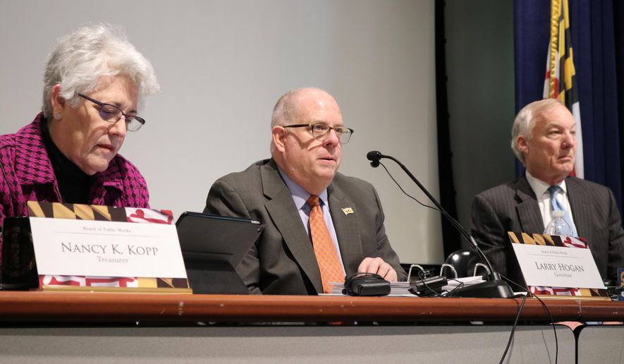 FILE - Maryland Board of Public Works, shown in a March 2020 photo, is scheduled to consider state budget cuts Wednesday, July 1, 2020 in response to the impact of COVID-19 on the economy. (AP Photo/Brian Witte, File)