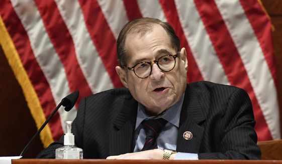 This June 24, 2020, file photo shows House Judiciary Committee Chairman Rep. Jerrold Nadler, D-N.Y., speaking during a hearing on Capitol Hill in Washington. (AP Photo/Susan Walsh, Pool, File)  **FILE**