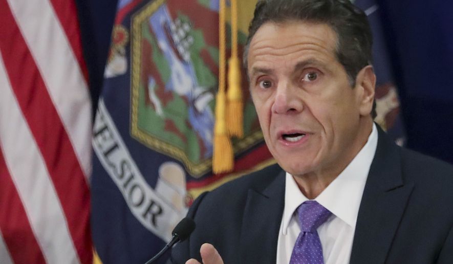 In this Oct. 17, 2019, photo, New York Gov. Andrew Cuomo addresses a regional summit of governors in New York. (AP Photo/Bebeto Matthews) **FILE**