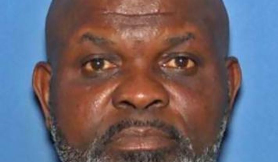 A photo provided by Arkansas State Police shows Lavern Blackmon, 57, of Conway, Ark. Authorities are searching for Blackmon, suspected of kidnapping and killing his ex-wife, Viola Davis, earlier this week. Arkansas State Police said Thursday, July 2, 2020, that law enforcement agencies across the region are following leads in the search for Blackmon. State police say Blackmon is charged with kidnapping and capital murder. (Arkansas State Police via AP)