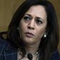 Sen. Kamala Harris, D-Calif., attends a Senate Homeland Security and Governmental Affairs Committee hearing on Capitol Hill in Washington. (Tom Williams/Pool via AP)