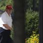 President Donald Trump arrives at the White House, Sunday, July 5, 2020, in Washington after visiting Trump National Golf Club in Sterling, Va. (AP Photo/Patrick Semansky)