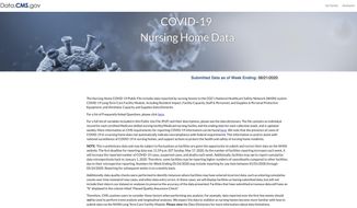 This image from a Centers for Medicare and Medicaid Services web page to obtain COVID-19 nursing home data. When the Trump administration required nursing homes to report data on COVID-19 cases, it promised to make user-friendly results available online for consumers searching for a particular facility. The result has been a far cry from that. (Centers for Medicare and Medicaid Services via AP)