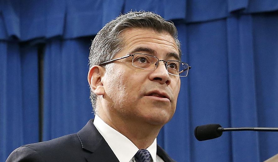 In this Feb. 15, 2019, file photo, California Attorney General Xavier Becerra speaks at a news conference in Sacramento, Calif. (AP Photo/Rich Pedroncelli, File)