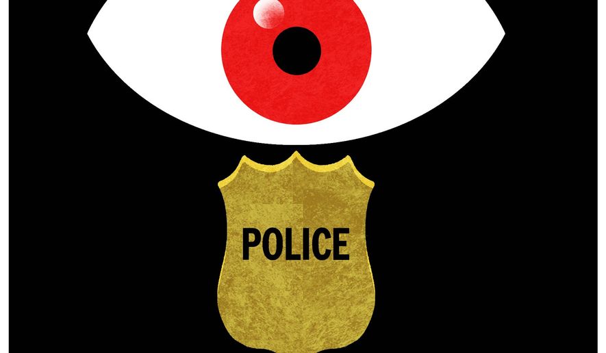 Illustration on boards overseeing the police by Alexander Hunter/The Washington Times