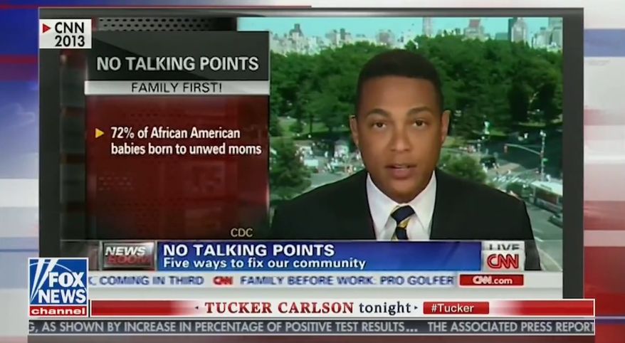 Fox News host Tucker Carlson resurfaced a 2013 clip on his show Wednesday, July 9, 2020, of CNN anchor Don Lemon criticizing "thug" culture and lecturing Black Americans on what is "acceptable behavior." (screen grab via Fox News)