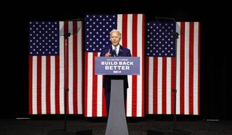 Former Vice President Joseph R. Biden said that his $2 trillion climate agenda would set the U.S. on a path for &quot;net-zero emissions no later than 2050.&quot; (Associated Press)