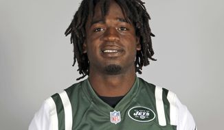 FILE - This 2013 file photo shows New York Jets running back Joe McKnight. An appeals court granted a Louisiana man a new trial because he was convicted by a split jury of fatally shooting McKnight during a road rage incident. Ronald Glasser&#39;s 30-year sentence and manslaughter conviction were vacated Wednesday, July 15, 2020, by the Louisiana 5th Circuit Court of Appeal, news outlets reported.  (AP Photo/File)