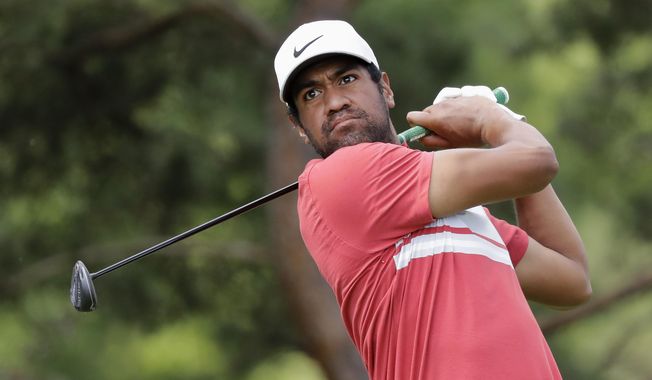 Tony Finau hits from the second tee during the second round of the Memorial golf tournament, Friday, July 17, 2020, in Dublin, Ohio. (AP Photo/Darron Cummings) ** FILE **