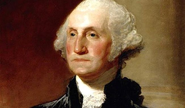President George Washington, as painted by Gilbert Stuart in 1796, now in the National Portrait Gallery in Washington. (Associated Press)