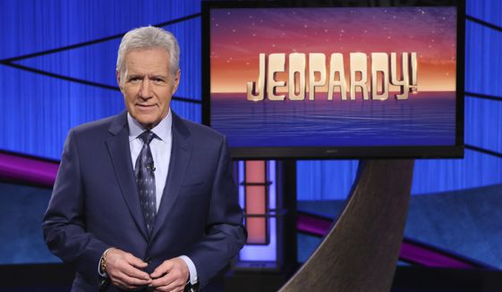 This image released by Jeopardy! shows Alex Trebek, host of the game show &amp;quot;Jeopardy!&amp;quot; Trebek&#39;s memoir, &amp;quot;The Answer Is…: Reflections on My Life,&amp;quot; will be released on Tuesday, July 21. (Jeopardy! via AP)