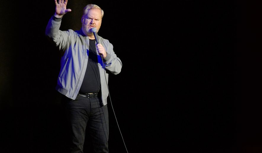 This image released by Amazon Studios shows Jim Gaffigan in a scene from his comedy special "Jim Gaffigan: The Pale Tourist," premiering Friday on Amazon. (Amazon Studios via AP)
