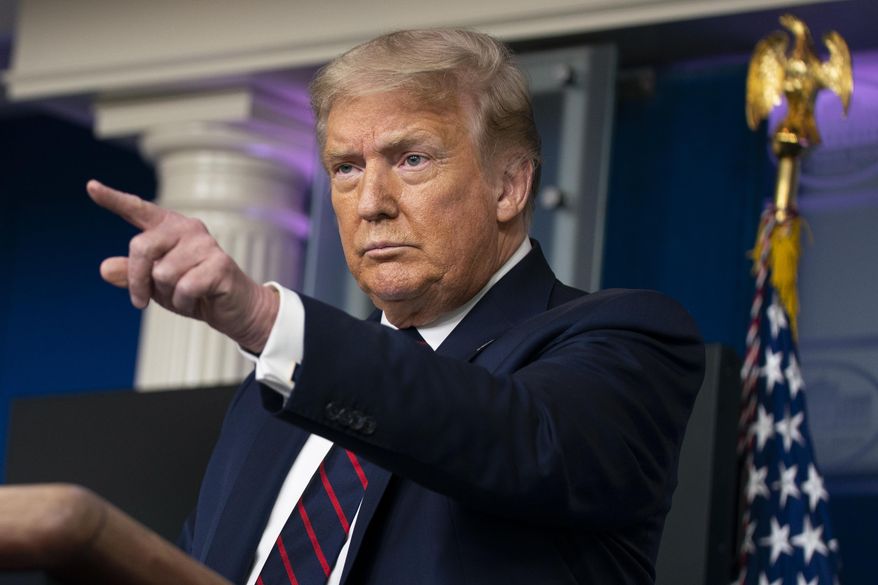 President Donald Trump speaks during a news conference at the White House, Tuesday, July 21, 2020, in Washington. (AP Photo/Evan Vucci)