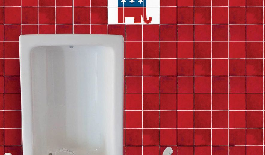 Illustration on conservative GOP attitudes on race by Linas Garsys/The Washington Times