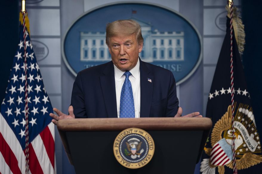 President Donald Trump speaks during a news conference at the White House, Wednesday, July 22, 2020, in Washington. (AP Photo/Evan Vucci)