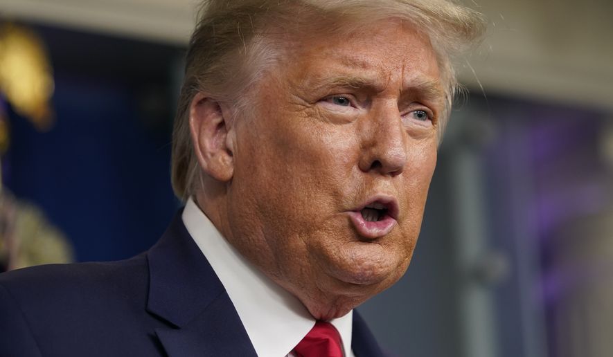 President Donald Trump speaks during a news conference at the White House, Thursday, July 23, 2020, in Washington. (AP Photo/Evan Vucci)