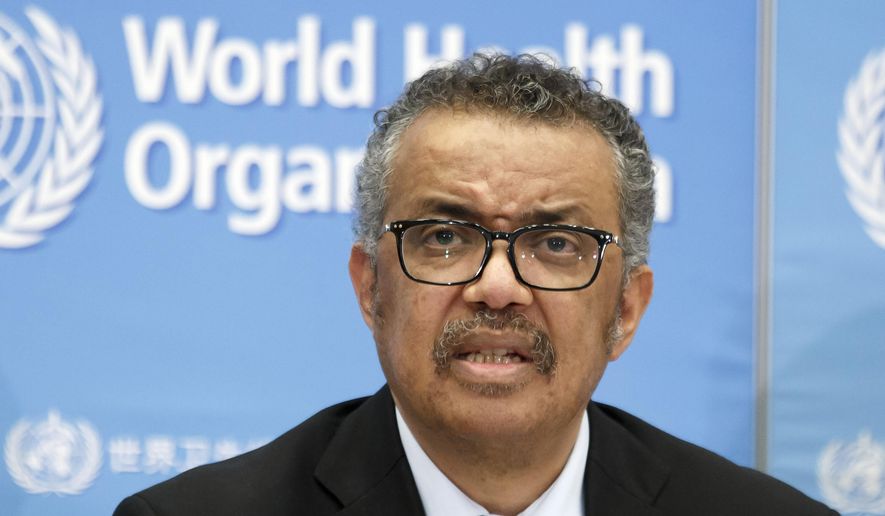In this Feb. 24, 2020, photo, Tedros Adhanom Ghebreyesus, director-general of the World Health Organization (WHO), addresses a press conference about the update on COVID-19 at the World Health Organization headquarters in Geneva. (Salvatore Di Nolfi/Keystone via AP) ** FILE **