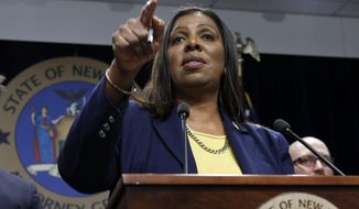 State Attorney General Letitia James accused top officials at the NRA of diverting millions of dollars of charitable donations made to the lobbying group and squandering it on family vacations, private jets and expensive dinners. (Associated Press/File)
