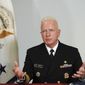 Adm. Brett Giroir talks about meeting with Massachusetts Gov. Charles Baker to discuss COVID-19 response, in Nantucket, Mass., on Saturday afternoon, July 25, 2020. (Merrily Cassidy/Cape Cod Times via AP, Pool) ** FILE **