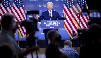 Democratic presidential candidate former Vice President Joe Biden speaks at a campaign event at the William &amp;quot;Hicks&amp;quot; Anderson Community Center in Wilmington, Del., Tuesday, July 28, 2020.(AP Photo/Andrew Harnik)