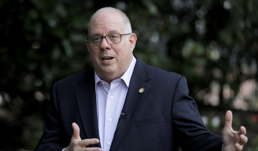 Maryland Gov. Larry Hogan talks about his response to the coronavirus outbreak as chairman of the National Governors Association in Annapolis, Md. (AP Photo/Julio Cortez, File)