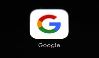 FILE - This March 19, 2018 photo shows the Google app on an iPad in Baltimore.  Big Tech companies reported mixed quarterly earnings on Thursday, July 30, 2020, a day after their top executives faced a tough congressional grilling over their market power and alleged monopolistic practices.  (AP Photo/Patrick Semansky, File)