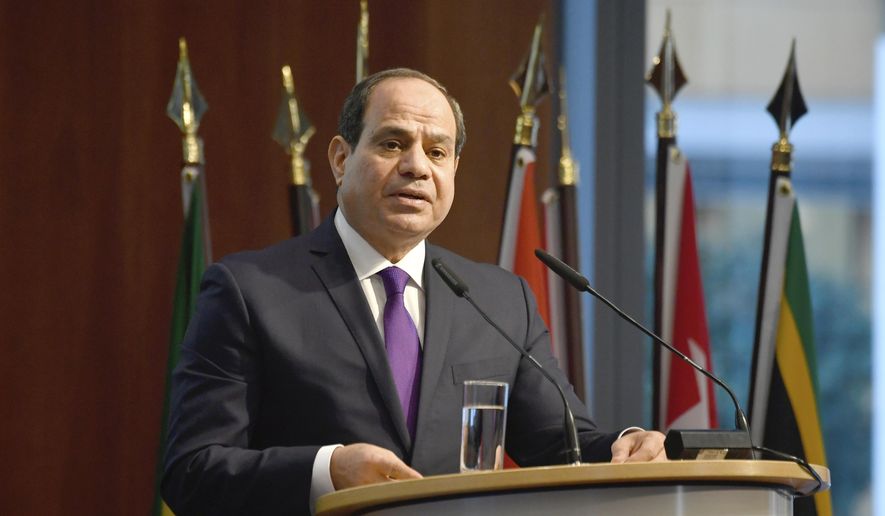 Egypt&#39;s President Abdel Fattah al-Sisi speaks at the &quot;G20 Investment Summit.&quot; (John MacDougall/Pool via AP, File)