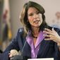 In this Oct. 17, 2012, file photo, Rep. Cheri Bustos, D-Ill., speaks in Rockford, Ill. Ms. Bustos was declared the winner in her congressional race on Nov. 5, 2020, after fending off a strong challenge from Republican Esther Joy King. (Scott Morgan/Rockford Register Star via AP, File)  **FILE**
