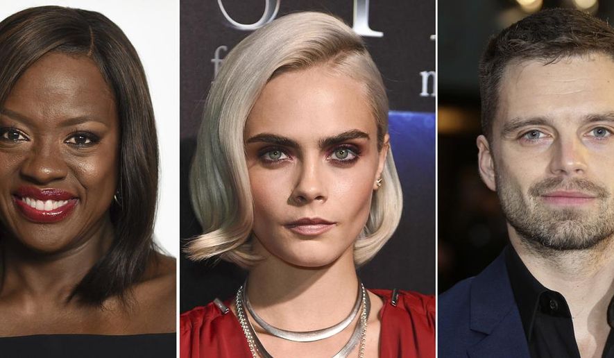 In this combination photo of celebrities with birthdays from Aug. 9-15, Juanes, from left, arrives at the Latin Recording Academy Person of the Year gala in his honor on Nov. 13, 2019, in Las Vegas, Justin Theroux attends the launch of New Tiffany and Co. Men's Collection on Oct. 11, 2019, in Los Angeles, Viola Davis attends the Disney ABC Television Critics Association Summer Press Tour on Aug. 6, 2017, in Beverly Hills, Calif., Viola Davis attends the Disney ABC Television Critics Association Summer Press Tour on Aug. 6, 2017, in Beverly Hills, Calif., Cara Delevingne attends the STX Films The State of the Industry: Past, Present and Future presentation during CinemaCon on March 28, 2017, in Las Vegas, Sebastian Stan attends the "Avengers: Infinity War" fan event in London on April 8, 2018, Halle Berry attends the world premiere of "John Wick: Chapter 3 - Parabellum" on May 9, 2019, in New York and Jennifer Lawrence attends the photo call for "Red Sparrow'" in London on Feb. 20, 2018. (AP Photo)