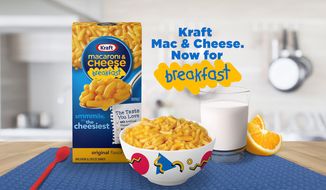 Kraft Heinz — the food giant — is now offering its iconic macaroni and cheese as a breakfast dish as lockdowns and social interruptions continue to plague families, particularly those with cranky or bored children. (IMAGE COURTESY OF KRAFT HEINZ)

