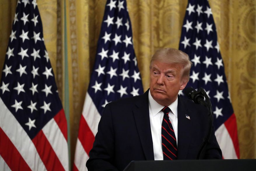 President Donald Trump speaks during a signing ceremony for H.R. 1957 – "The Great American Outdoors Act," in the East Room of the White House, Tuesday, Aug. 4, 2020, in Washington. (AP Photo/Alex Brandon)