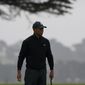 Tiger Woods walks on the 16th hold during a practice round for the PGA Championship golf tournament at TPC Harding Park Wednesday, Aug. 5, 2020, in San Francisco.(AP Photo/Charlie Riedel)