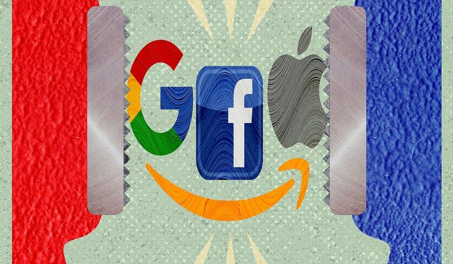 Big Tech Squeeze Illustration by Greg Groesch/The Washington Times
