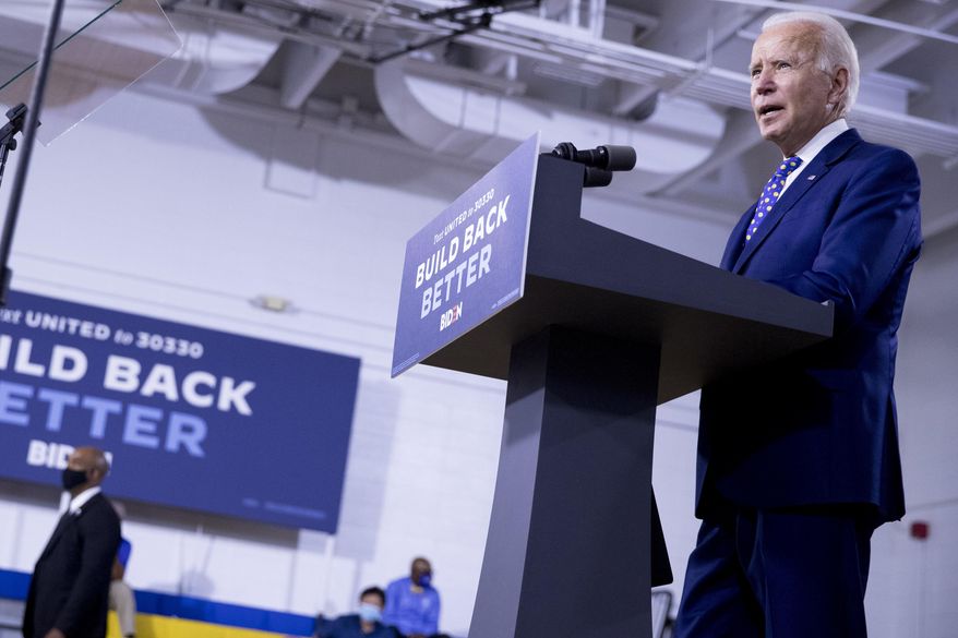 Democratic presidential candidate former Vice President Joe Biden speaks at a campaign event at the William &amp;quot;Hicks&amp;quot; Anderson Community Center in Wilmington, Del., Tuesday, July 28, 2020.(AP Photo/Andrew Harnik) **FILE**