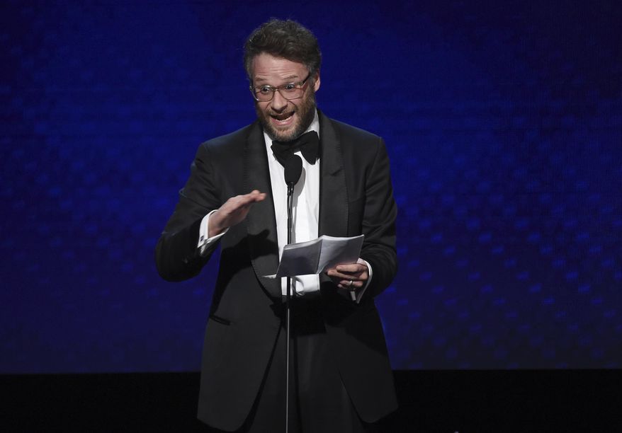 In this Nov. 8, 2019, file photo, Seth Rogen speaks at the 33rd American Cinematheque Award in Beverly Hills, Calif. (Photo by Chris Pizzello/Invision/AP, File)