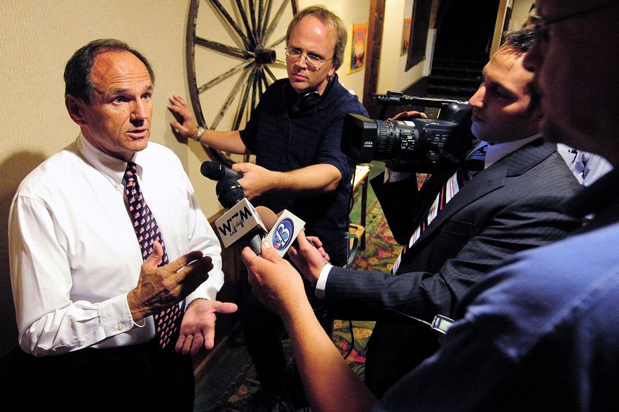 FILE - In this Aug. 9, 2011, file photo, former Republican State Senator Dan Kapanke answers questions in Onalaska Wis. (Rory O'Driscoll/La Crosse Tribune via AP, File)