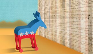 Illustration on Democrats and the Constitution by Linas Garsys/The Washington Times