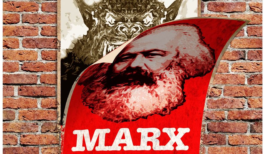 Illustration on the forces behind Marxism by Alexander Hunter/The Washington Times