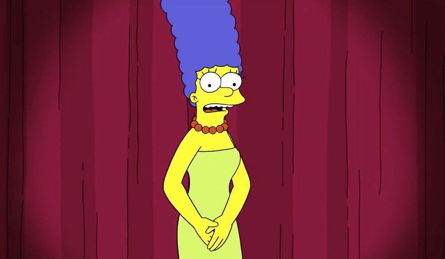 This image released by Fox shows Marge Simpson, a character on the animated television series "The Simpsons." (FOX via AP)